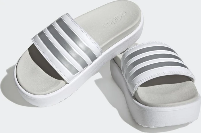 adidas Platform Adilette cloud white/zero metallic/grey one (Damen)