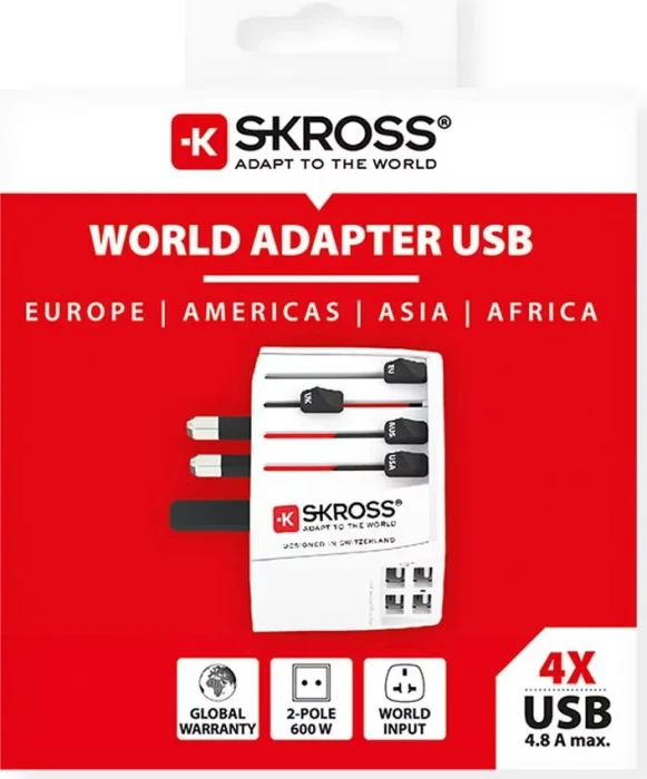 Skross World Travel Adapter MUV USB (4xA), 4x USB-A, weiß