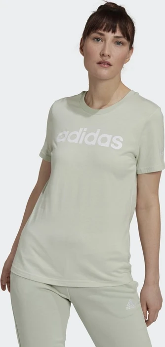 adidas Loungewear Essentials Slim Logo T-Shirt kurzarm linen green/white (Damen)
