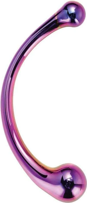 Dream Toys Glamour Glass Curved Wand Doppeldildo 21cm rainbow