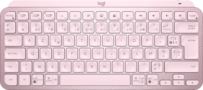 Logitech MX Keys Mini, rosa, LEDs weiß, Logi Bolt, Rose, USB/Bluetooth, FR