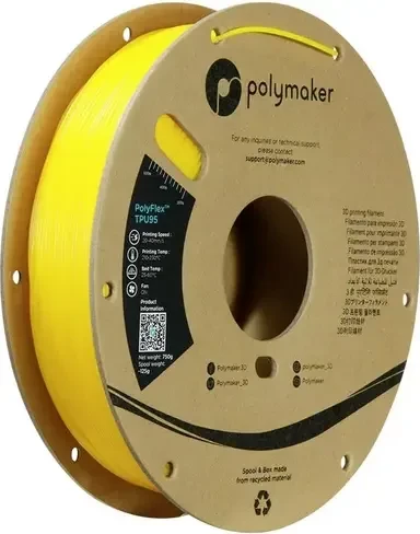 Polymaker PolyFlex TPU95, gelb, Spule, 1.75mm, 750g