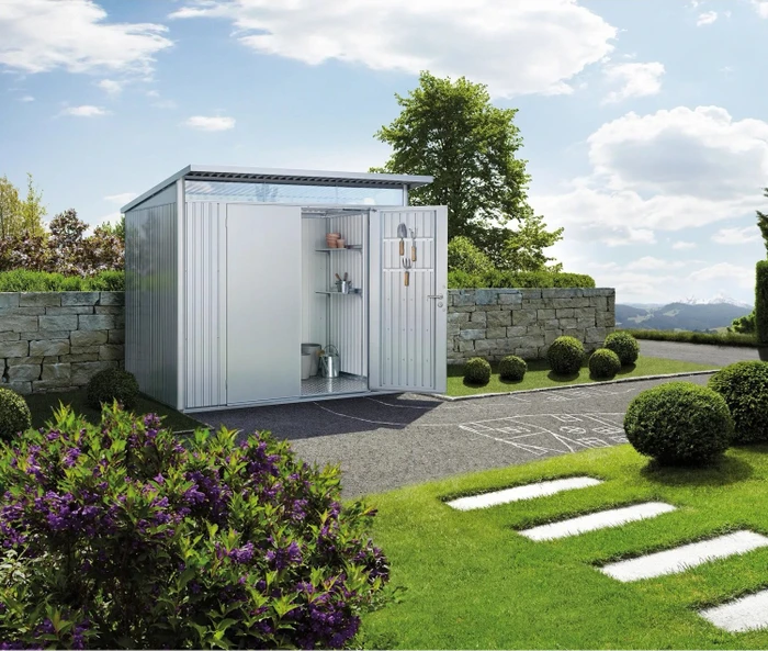 Biohort AvantGarde L Gerätehaus mit Doppeltür silber-metallic