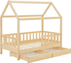 Juskys Marli Kinderbett mit Bettkasten 80x160cm natur