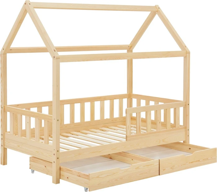 Juskys Marli Kinderbett mit Bettkasten 80x160cm natur