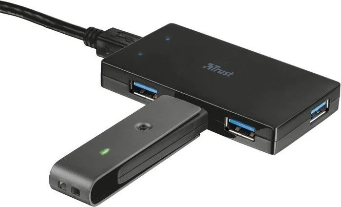 Trust USB-Hub, 4x USB-A 3.0, USB 3.0 Mini-B [Buchse]