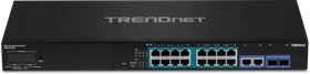 TRENDnet TPE Rackmount Gigabit Switch, 16x RJ-45, 2x RJ-45/SFP, 220W PoE+ (TPE-3018LS)