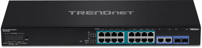 TRENDnet TPE Rackmount Gigabit Switch, 16x RJ-45, 2x RJ-45/SFP, 220W PoE+
