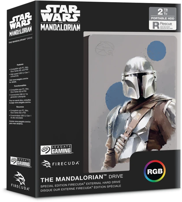 Seagate FireCuda Gaming HDD - The Mandalorian Special Edition, 2TB, +Rescue, USB 3.0 Micro-B