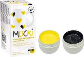Kreul Mucki Porzellan-Fingerfarbe, gelb/schwarz, 50ml, 2er-Set