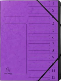 Exacompta Ordnungsmappe mit Gummizug, 12 Fächer, A4, violett