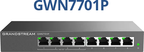Grandstream GWN7700 Series Desktop Gigabit Switch, 8x RJ-45, 60W PoE+