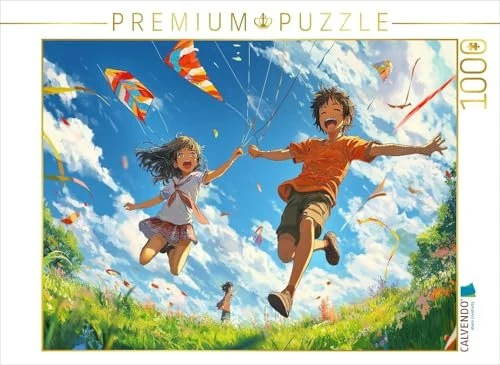Calvendo Fröhliche Anime-Kinderszene - Drachensteigen im sonnigen Frühling