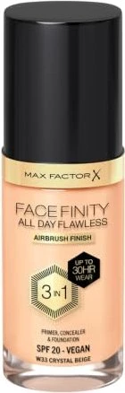 Max Factor Facefinity All Day Flawless Foundation W33 crystal beige LSF20, 30ml