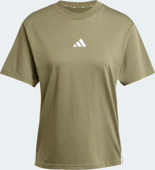 adidas Essentials 3-Streifen Cotton T-Shirt kurzarm olive strata/white (Damen)