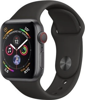 Apple Watch Series 4 (GPS + Cellular) Aluminium 40mm grau mit Sportarmband schwarz
