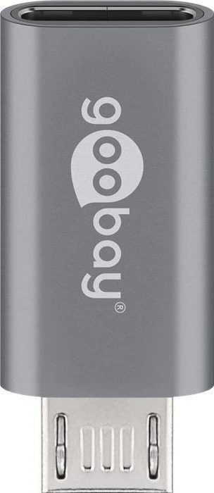 Wentronic Goobay USB 2.0 Micro-B Stecker auf USB-C 2.0 Buchse grau