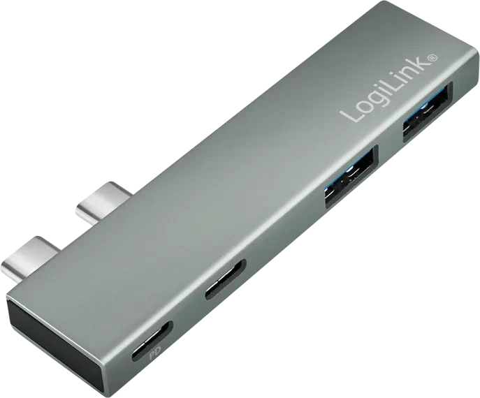 LogiLink 4-Port Dockingstation, 2x USB-C 3.0/2x USB-A 3.0, 2x Thunderrbolt 3 [Stecker]