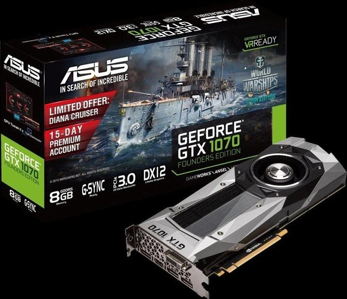 ASUS GeForce GTX 1070 Founders Edition, GTX1070-8G, 8GB GDDR5, DVI, HDMI, 3x DP