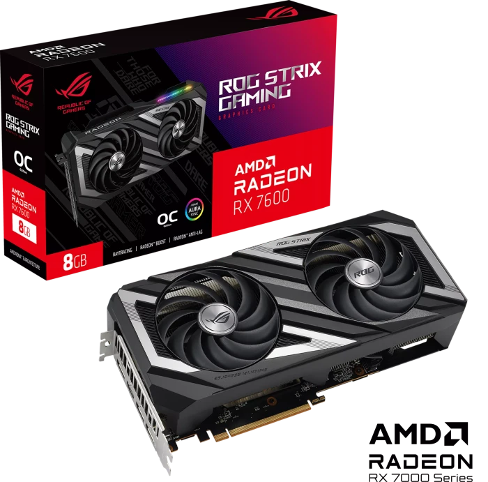 ASUS ROG Strix Radeon RX 7600 OC, ROG-STRIX-RX7600-O8G-GAMING, 8GB GDDR6, HDMI, 3x DP