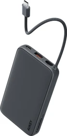 Aukey Slim Power Bank 20W 10000mAh Built-in USB-C Cable grau