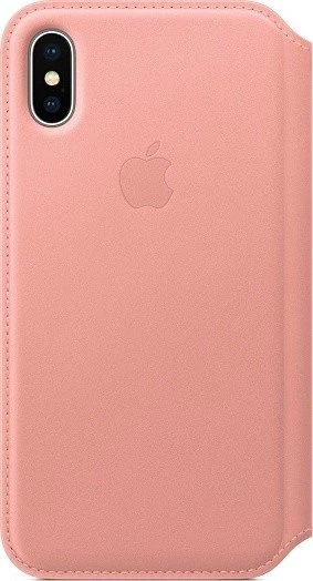 Apple Leder Folio Case für iPhone X zartrosa