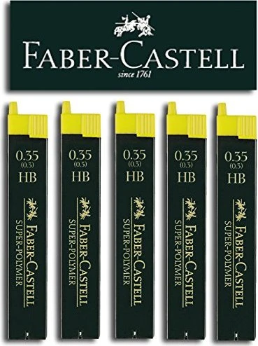 Faber-Castell Super-Polymer Druckbleistiftmine HB 0.5mm graphit, 5er-Pack