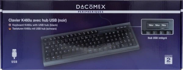 Dacomex K460u Tastatur mit Hub, schwarz, USB, FR