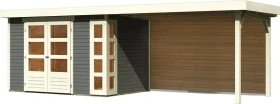 Karibu Kerko 4 Gartenhaus inkl. Anbau + Rückwand 2.8m terragrau