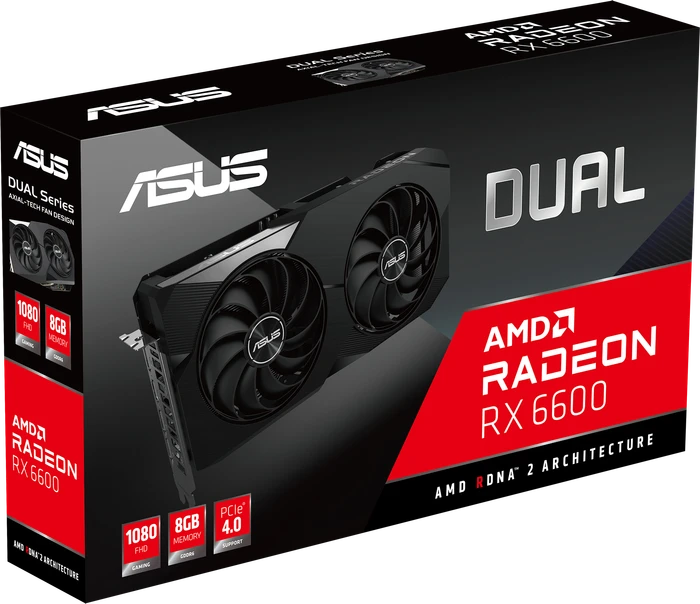ASUS Radeon RX 6600 Dual, DUAL-RX6600-8G, 8GB GDDR6, HDMI, 3x DP