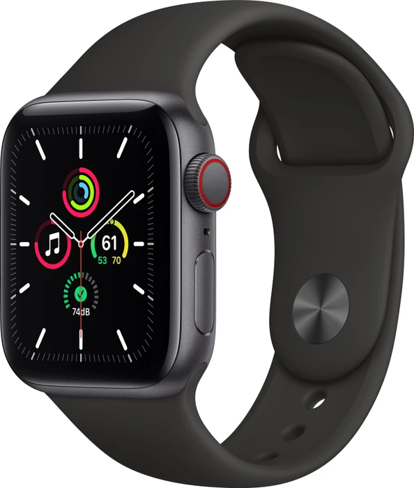 Apple Watch SE (GPS + Cellular) 40mm space grau mit Sportarmband schwarz