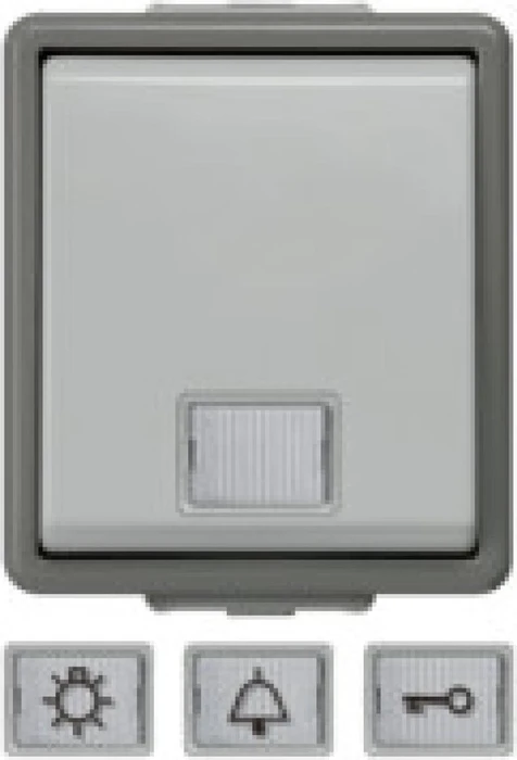 Siemens DELTA fläche IP44 Taster mit weißem Fenster, dunkelgrau/hellgrau