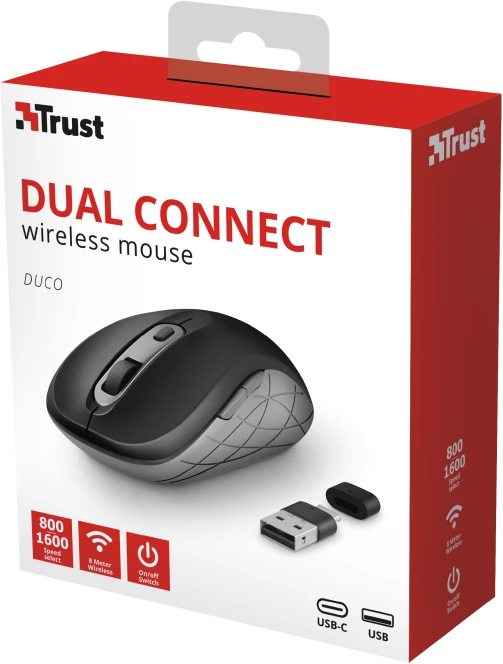 Trust Duco Dual Connect Wireless Mouse schwarz, USB