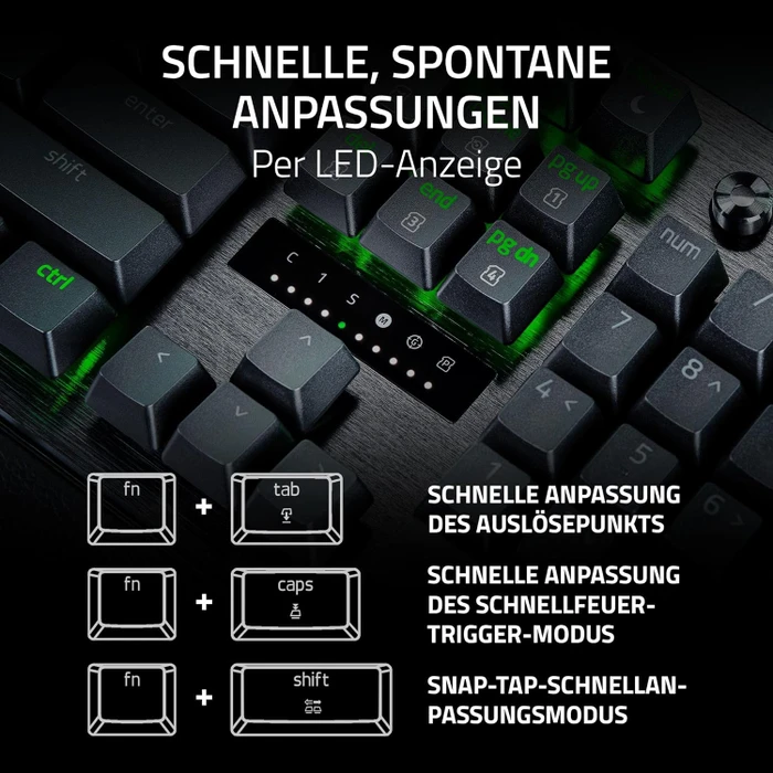 Razer Huntsman V3 Pro 8KHz, schwarz, LEDs RGB, Razer Analog Optical Switch Gen-2, USB, DE