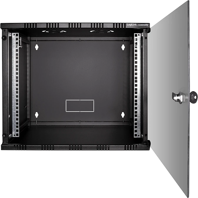 LogiLink Canovate SOHO Wandgehäuse 6HE, Sicherheitsglastür, schwarz, 400mm tief