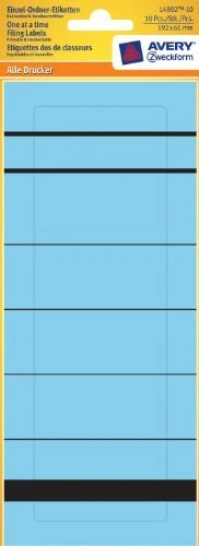 Avery-Zweckform Ordneretiketten Sonderformat, 192x61mm, blau, 10 Blatt (10 Etiketten)