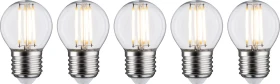 Paulmann Filament LED Tropfen E27 5W/827 klar, 5 Stück