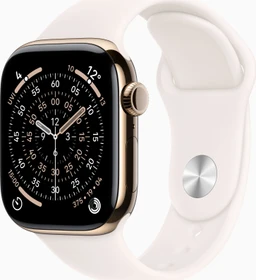 Apple Watch Series 11 (GPS + Cellular) 42mm Titan gold mit Sportarmband M/L blassrosa