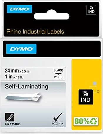 Dymo ID1 Industrial Rhino Pro selbstlaminierend Beschriftungsband, 24mm, schwarz/weiß