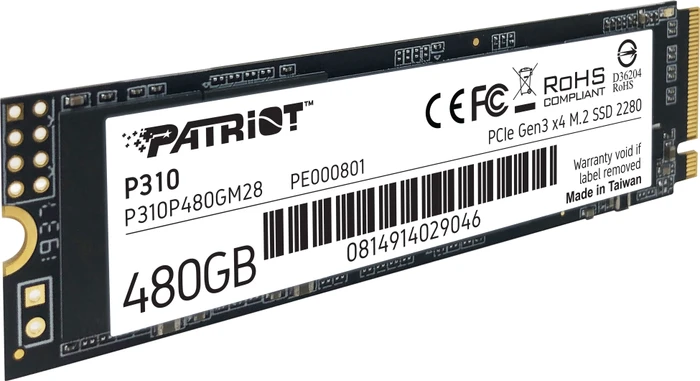 Patriot P310 480GB, M.2 2280 / M-Key / PCIe 3.0 x4