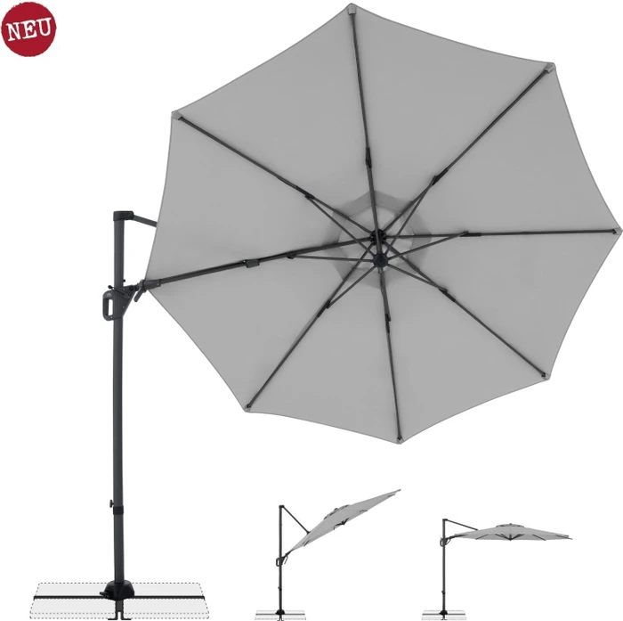 Doppler Life side Sonnenschirm 310cm hellgrau