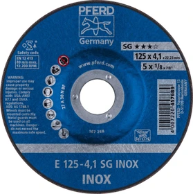 Pferd E 125-4.1 SG INOX Schleifscheibe, 125x4.1x22.23mm, 10 Stück
