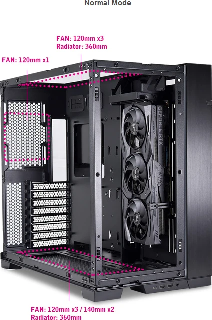 Lian Li O11D EVO Upright GPU Kit Riser Card, inkl. PCI-Slot Blende für O11D EVO, gewinkelt, PCIe 4.0, 380mm, schwarz