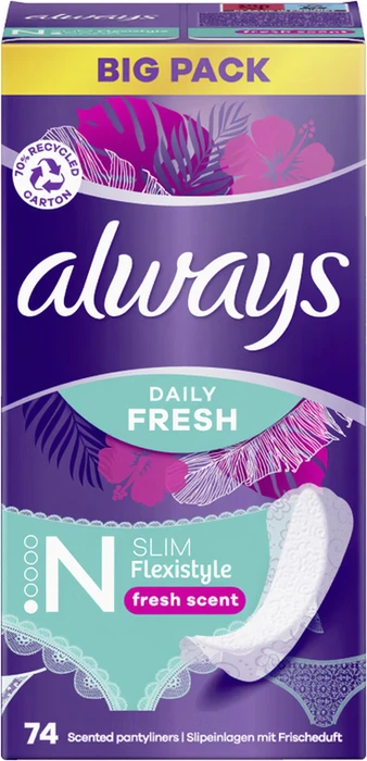 Always Dailies Flexistyle slim fresh scent, 74 Stück
