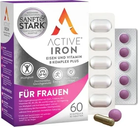 Active Iron für Frauen Eisen und Vitamin B Komplex Plus Kapseln & Tabletten, 60 Stück