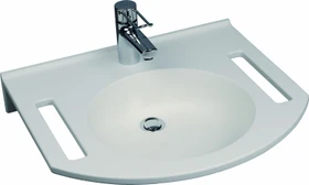 Geberit Publica Waschtisch 60x55cm, rundes Design, Hahnloch mittig, ohne Überlauf, mit Ausschnitten, weiß