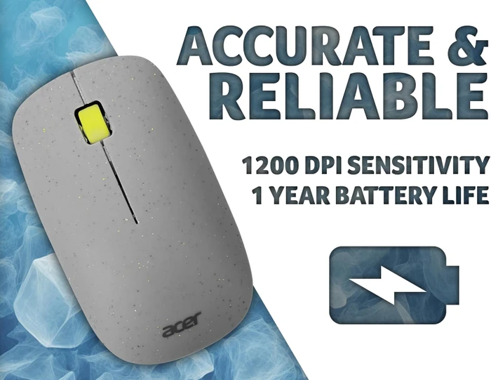 Acer AMR020 Vero Wireless Slim Mouse grau/gelb, USB