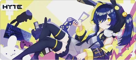 Hyte Bunny Splash Gaming Mauspad, 900x400mm, Motiv schwarz/gelb/violett/weiß