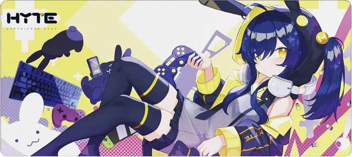 Hyte Bunny Splash Gaming Mauspad, 900x400mm, Motiv schwarz/gelb/violett/weiß