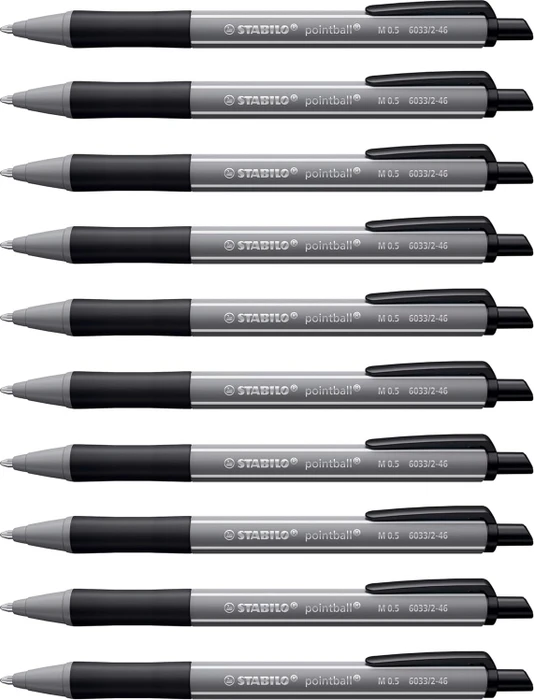 STABILO pointball Kugelschreiber grau/schwarz, 10er-Pack
